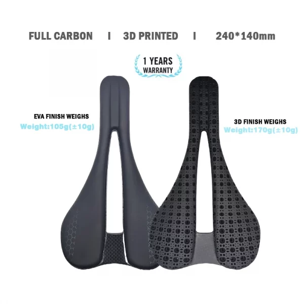 Carbon 3D Printed Saddle Superlight 170g 7*9 Bike Seating Triathlon Road MTB Mountain Gravel 240mm ×140MM Cycling Saddle