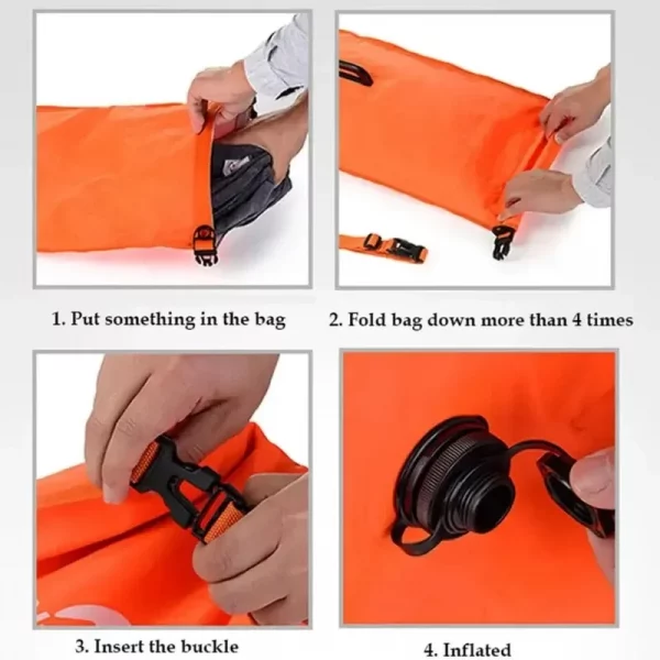 Swim Bucket Dry Bag Inflatable Open Swim Buoy Towable Dry Bag with Boating Rafting Swimming Bucket Water Sports Safety Bag