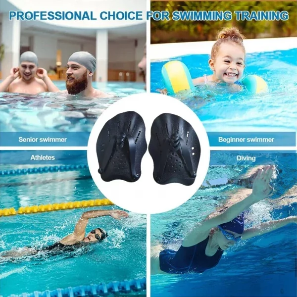 1pair Adult Hand Pu Men's and Women's Swimming Training Silicone Hand Web Protectors Adjustable Freestyle Hand Pu