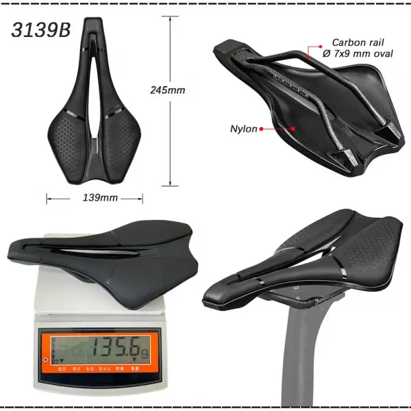 elitaone 3D Printed Bicycle Saddle Carbon Road/MTB Bike Competition comfort saddle 250x140mm