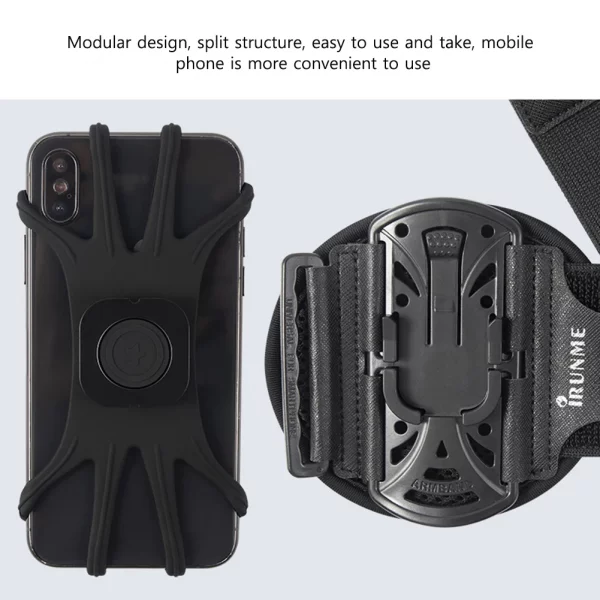 360 Degree Rotation Mobile Phone Holder Wearable Wristband Phone Case Adjustable Phone Wrist Bag Removable for Running Cycling