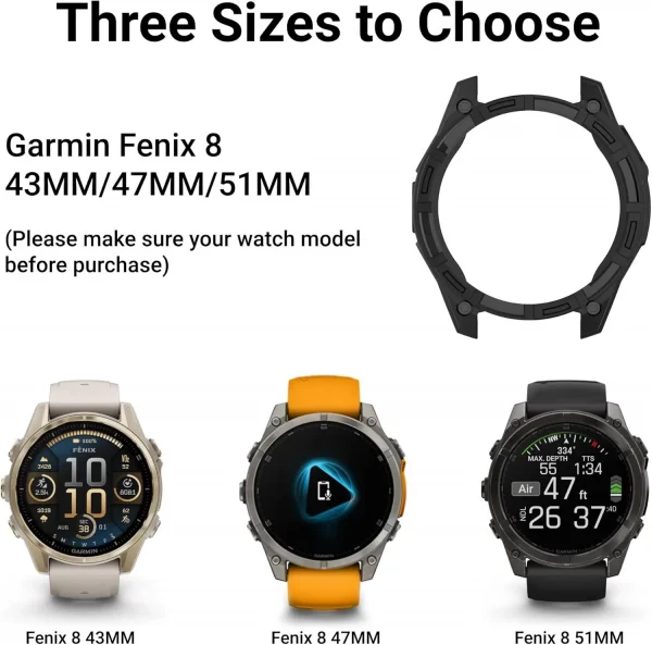 TPU Protective Cover for Garmin Fenix 8 51mm 47mm 43mm, Soft Silicone Bumper Case Accessories for Fenix8 Protector.