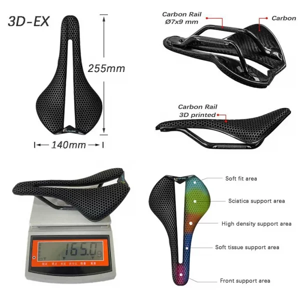 elitaone 3D Printed Bicycle Saddle Carbon Road/MTB Bike Competition comfort saddle 250x140mm