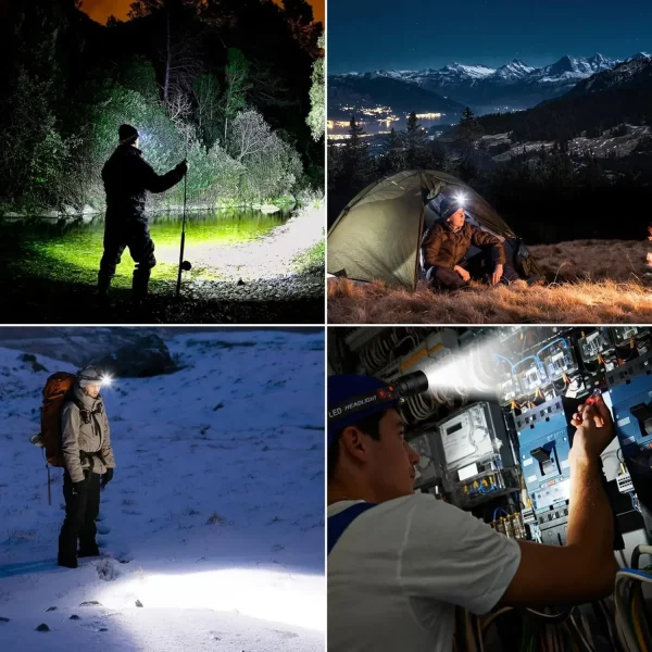 Powerful Rechargeable LED Headlamp Telescopic Zoomable Headlight Outdoor Fishing Waterproof Work Head Lamp High Lumen Head Torch
