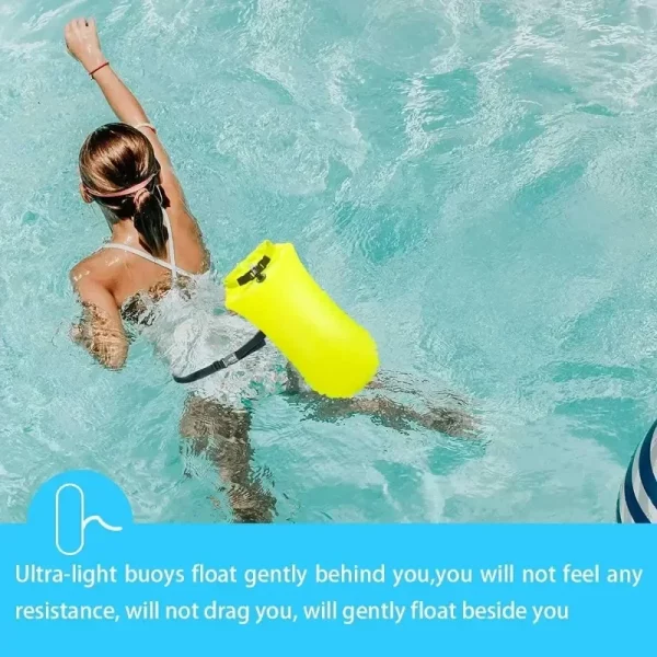 Swim Bucket Dry Bag Inflatable Open Swim Buoy Towable Dry Bag with Boating Rafting Swimming Bucket Water Sports Safety Bag